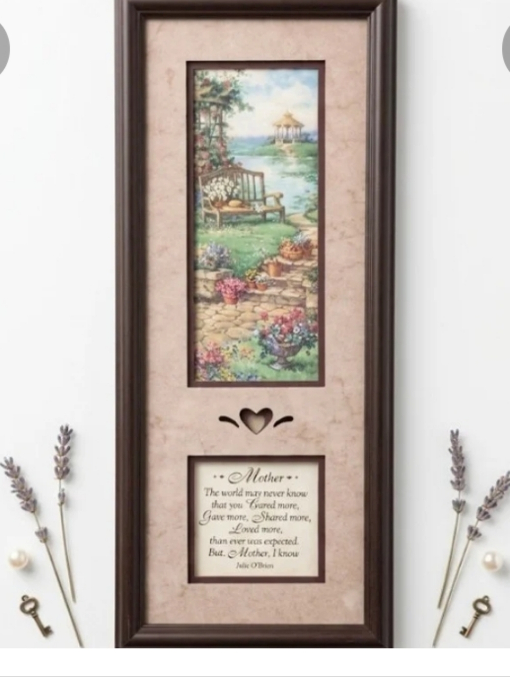 Vintage Framed "Mother" Garden Plaque with Poem by Julie O'Brian